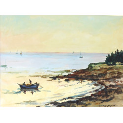 René AUBERT (1894-1977) "Plage en Finist