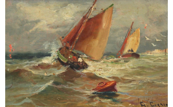 Gaston CORBIER (1869-1945) "Bateaux de p