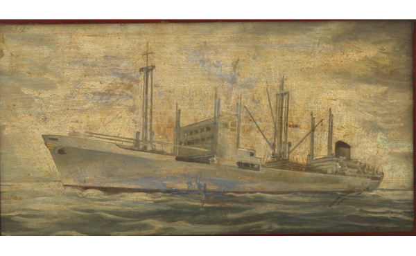 Robert YAN (1901-1994) "Navire en mer", 