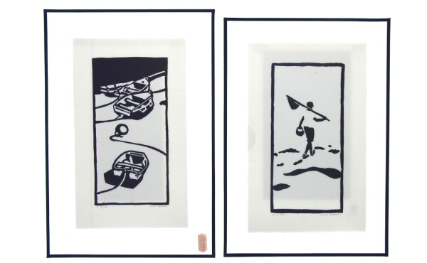 Anne SALAUN (1962) Deux gravures sur boi