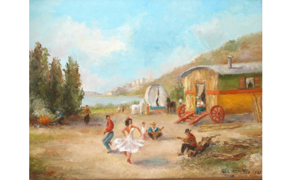 Paul DELLONG (Xxème) "Les roulottes près