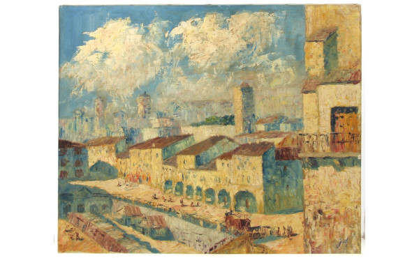 Andres JUSTH (Xxème) "Paysage du Sud", h