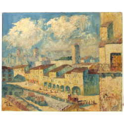 Andres JUSTH (Xxème) "Paysage du Sud", h