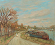 Gustave MORDO (1907-?) "La péniche" huil