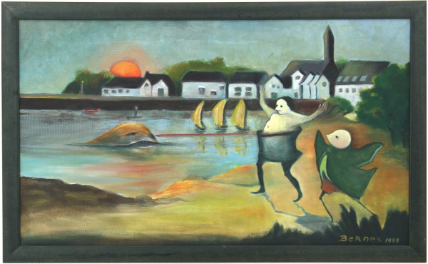 Jacques BERNES (Xxème) "Coucher de solei