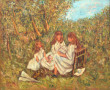 Gustave MORDO (1907-?) "Trois jeunes fil