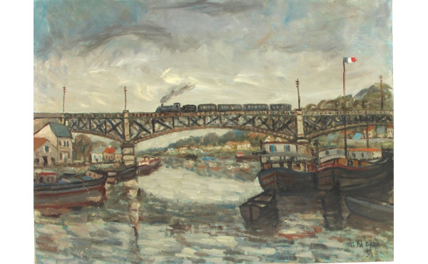 Gustave MORDO (1907-?) "Fin d'Oise" huil