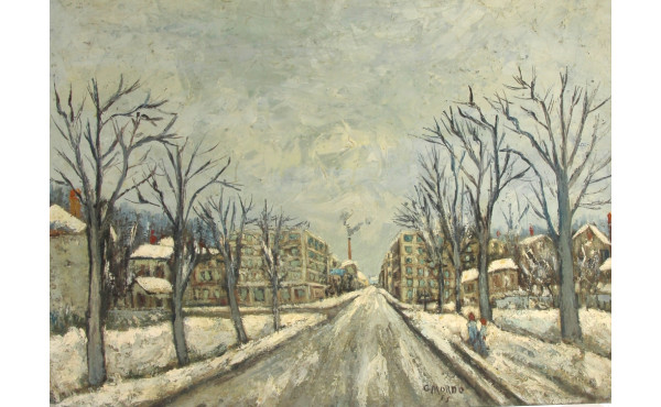 Gustave MORDO (1907-?) "Paysage de neige