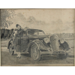 J.BOUCHE (Xxème) "Femme à la traction", 