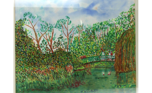 Gustave MORDO (1907-?) "Etang" aquarelle