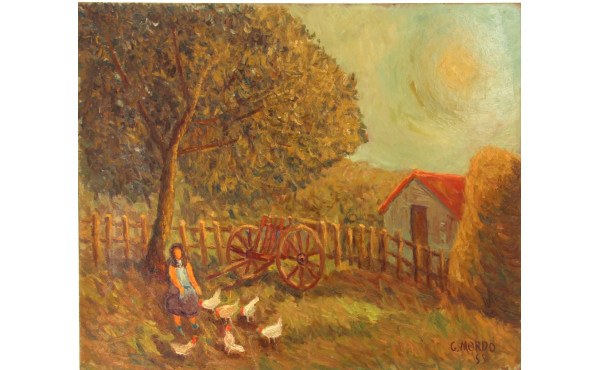Gustave MORDO (1907-?) "Cour de ferme pa