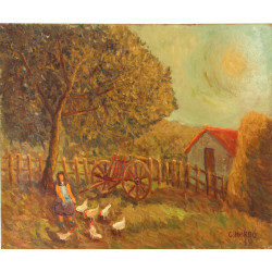 Gustave MORDO (1907-?) "Cour de ferme pa