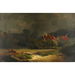A.KINCH (Xxème) "Paysage, huile sur toil