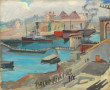 Ecole Française années 40 "Vue d'un port
