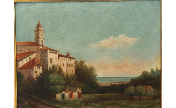 Ecole Italienne XIXème "Paysage animé", 