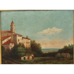 Ecole Italienne XIXème "Paysage animé", 