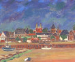 Ecole Française Xxème "La plage", huile 
