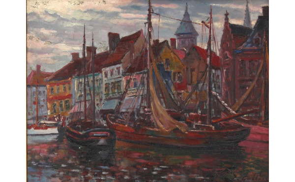 Emile GALLOIS (1882-1965) "Ostende, le p