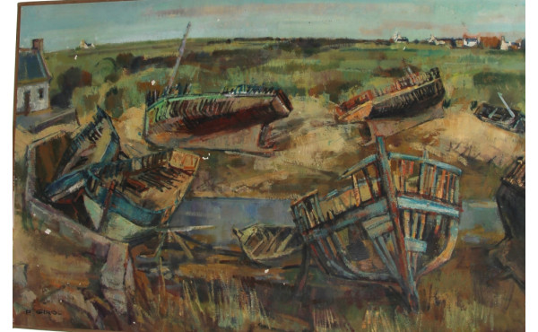 Paul GIROL (1911-1989) "Cimetière de bat