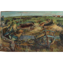 Paul GIROL (1911-1989) "Cimetière de bat