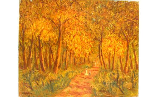 Gustave MORDO (1907-?) "Sous-bois" huile