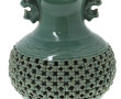 ASIE - Vase en céramique émaillée turquo