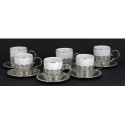 6 tasses à moka en porcelaine blanche fi