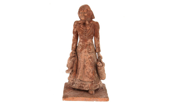 "Femme au panier et à l'oie" terre cuite