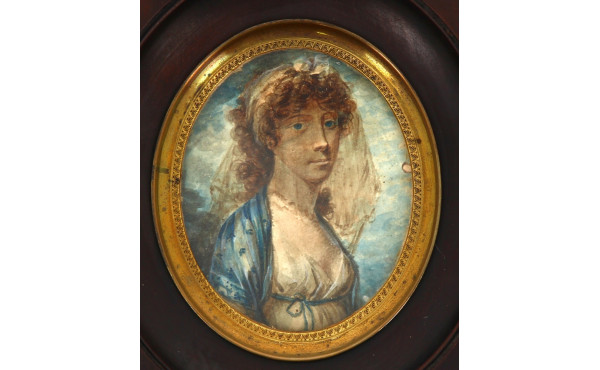 "Femme au voile" miniature à vue ovale (