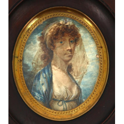 "Femme au voile" miniature à vue ovale (