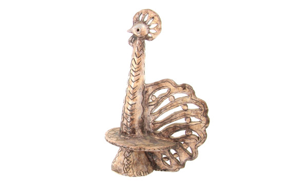 Sculpture en forme de coq en terre cuite