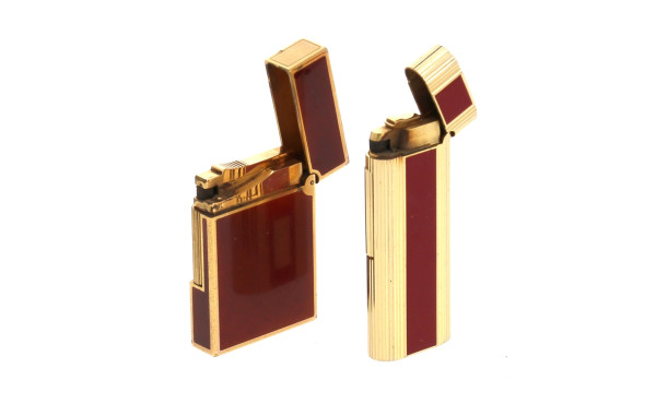 DUPONT - Briquet en laque brune et métal