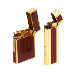 DUPONT - Briquet en laque brune et métal
