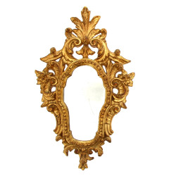 Miroir rocaille en bois doré H. 63 cm (u
