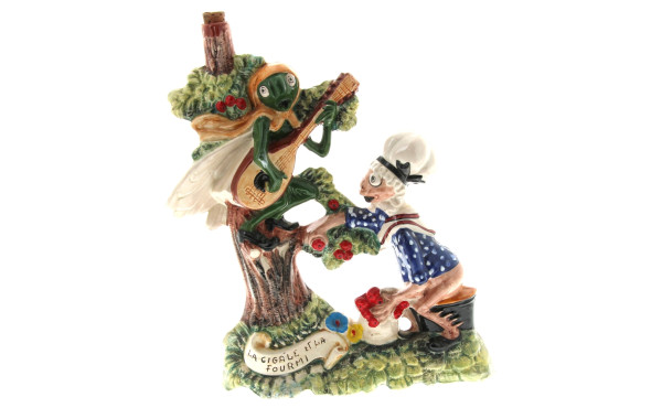 Carafe "La Cigale et la Fourmi" en faïen