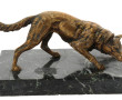 "Chien à l'affût", sujet en bronze, socl