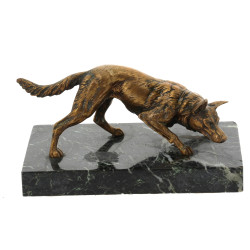"Chien à l'affût", sujet en bronze, socl