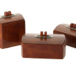 3 coffrets ART DECO en acajou et métal b