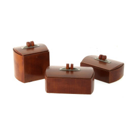 3 coffrets ART DECO en acajou et métal b