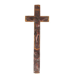 Croix reliquaire ancienne en bois sculpt