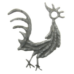 Coq en plomb, monogrammé GS 1965, H. 40 