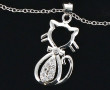 Pendentif "chat" en argent 925ème et str