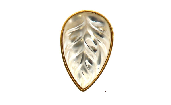 LALIQUE - Boucle feuille en cristal pour