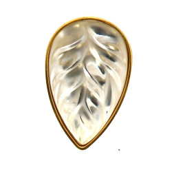 LALIQUE - Boucle feuille en cristal pour