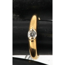 Bague jonc solitaire diamant, or jaune 1