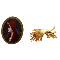 Lot de 2 broches : une broche en plaqué 