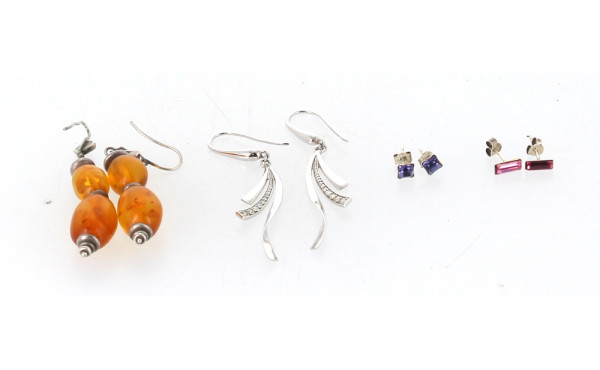 Lot de 4 paires de BO en argent : 2 pair