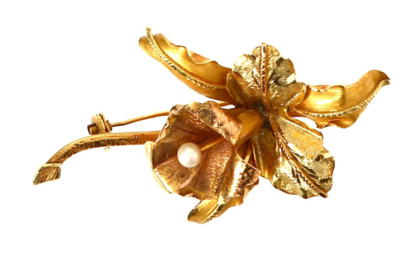 Broche en or jaune 18 cts en forme d'orc