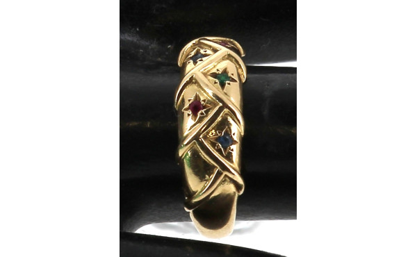 Bague jonc en or jaune 18 cts, serti éto