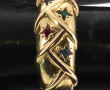 Bague jonc en or jaune 18 cts, serti éto